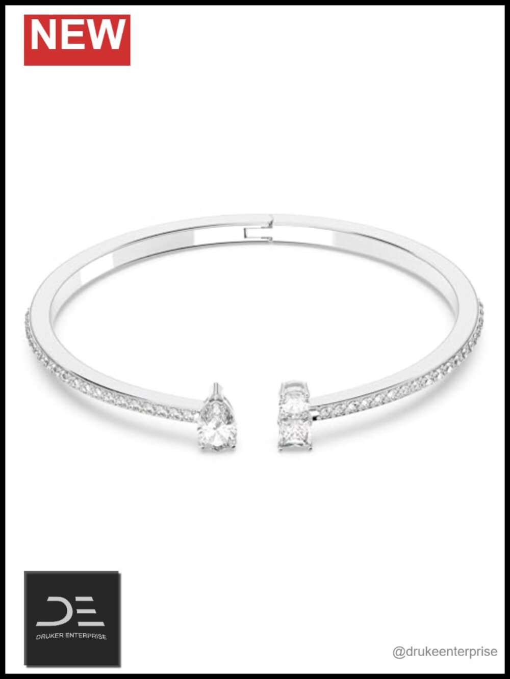 Crystal Cuff Bracelet Rhodium Finish Sparkling Pave